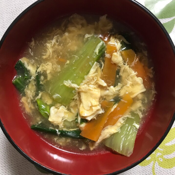 チンゲン菜とにんじんの卵スープ♥